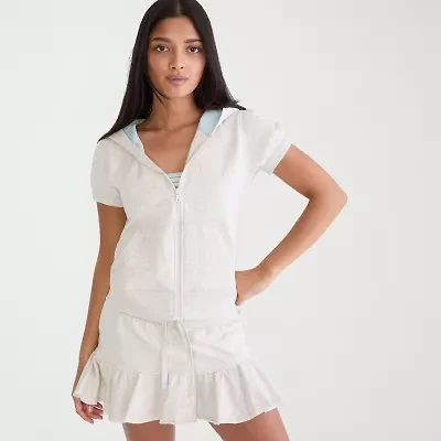 AEROPOSTALE Womens Juniors Short Sleeve Zipper Hoodie
