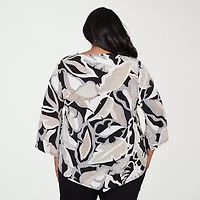 Alfred Dunner Detail Driven Womens Plus Crew Neck 3/4 Sleeve T-Shirt