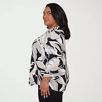 Alfred Dunner Detail Driven Womens Plus Crew Neck 3/4 Sleeve T-Shirt