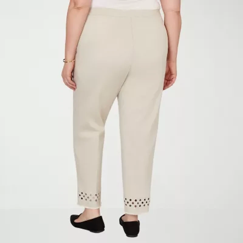 Alfred Dunner Detail Driven Womens Plus Straight Ankle Pant