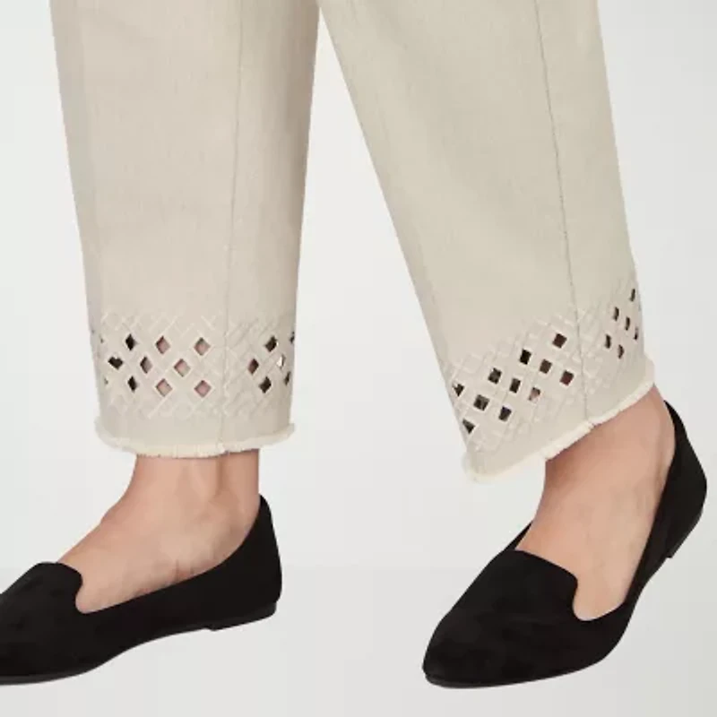 Alfred Dunner Detail Driven Womens Plus Straight Ankle Pant