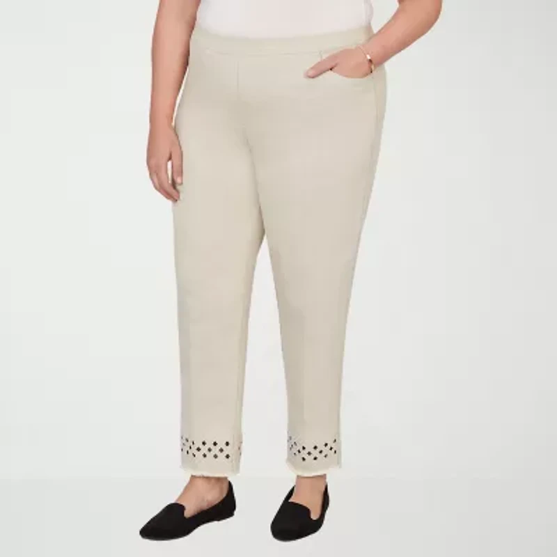Alfred Dunner Detail Driven Womens Plus Straight Ankle Pant