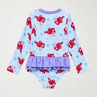 Disney Collection Little & Big Kid Girls Princess The Mermaid Long Sleeve One Piece Swimsuit