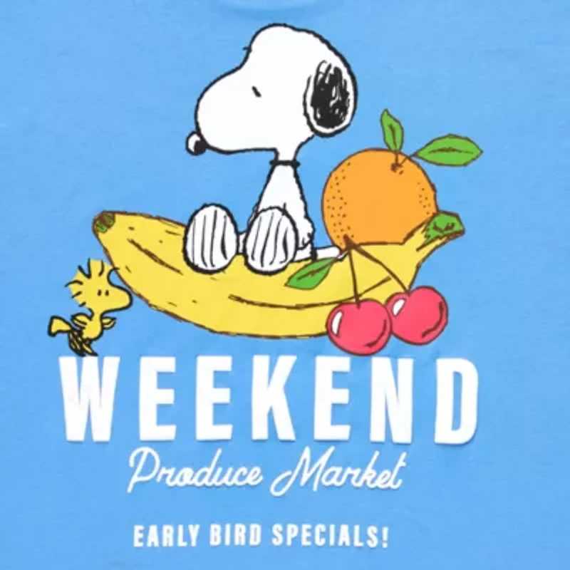 Womens Crew Neck Short Sleeve Regular Fit Snoopy Graphic T-Shirt