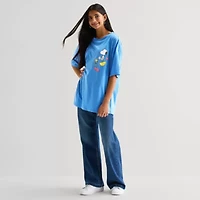 Womens Crew Neck Short Sleeve Regular Fit Snoopy Graphic T-Shirt