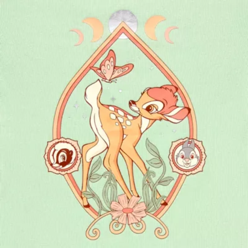 Bambi Baby Tee Womens Crew Neck Short Sleeve Regular Fit Graphic T-Shirt