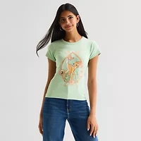 Bambi Baby Tee Womens Crew Neck Short Sleeve Regular Fit Graphic T-Shirt