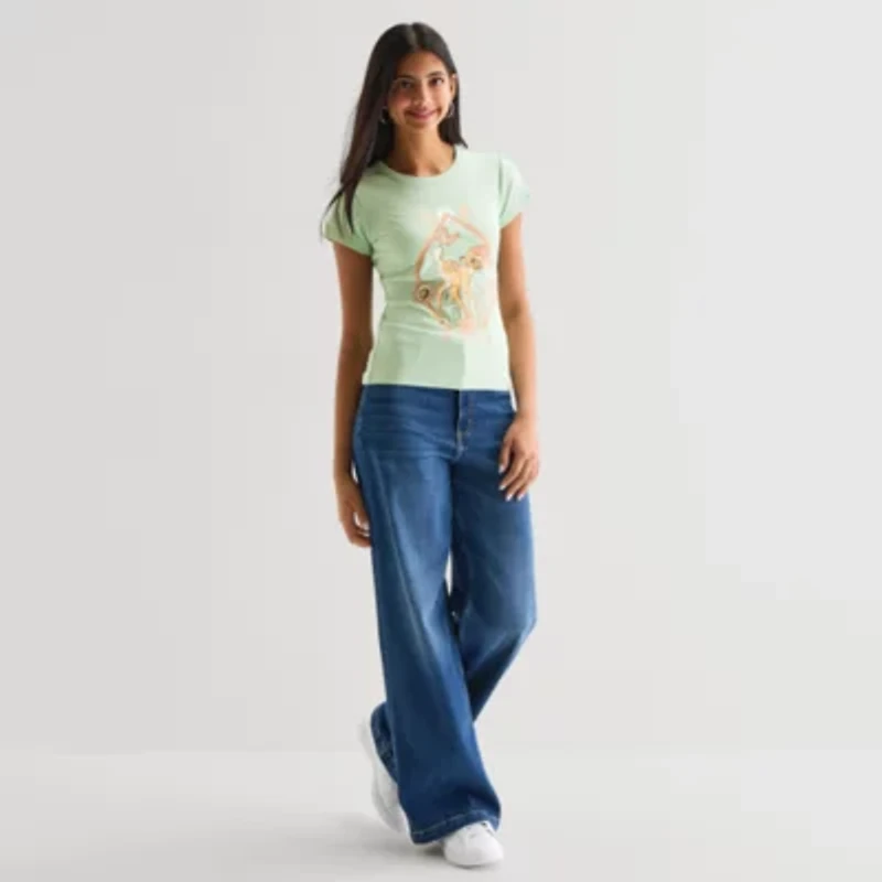 Bambi Baby Tee Womens Crew Neck Short Sleeve Regular Fit Graphic T-Shirt