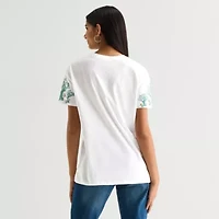 Boyfriend Tee Womens Crew Neck Short Sleeve Regular Fit Winnie The Pooh Graphic T-Shirt