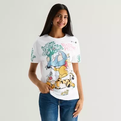 Boyfriend Tee Womens Crew Neck Short Sleeve Regular Fit Winnie The Pooh Graphic T-Shirt