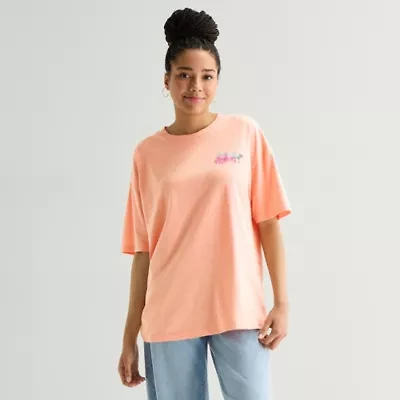 New World Hawaii Womens Juniors Crew Neck Short Sleeve Oversized Graphic T-Shirt