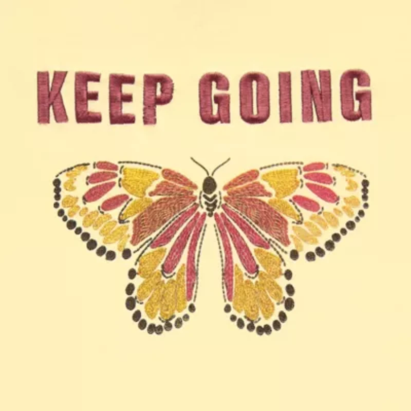 Butterfly Keep Going Boyfriend Tee Womens Juniors Crew Neck Short Sleeve Regular Fit Graphic T-Shirt