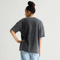 New World Starry Night Womens Juniors Crew Neck Short Sleeve Oversized Graphic T-Shirt