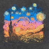 New World Starry Night Womens Juniors Crew Neck Short Sleeve Oversized Graphic T-Shirt