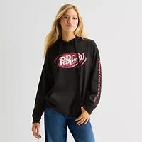Dr Pepper Womens Juniors Long Sleeve Fleece Hoodie