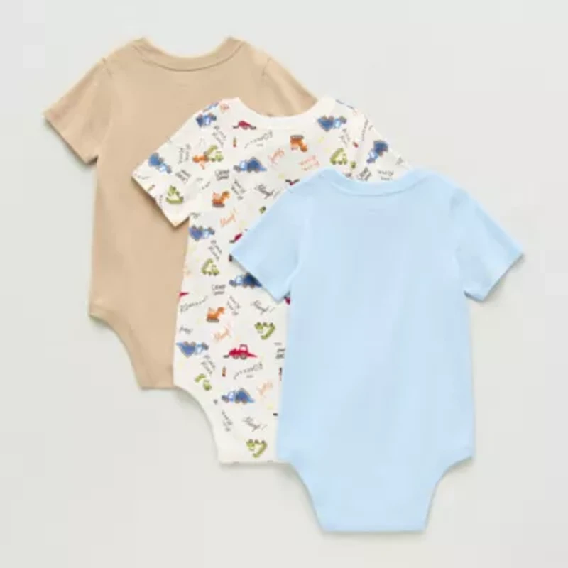 Okie Dokie Baby Boys Crew Neck Short Sleeve 3-pc. Bodysuit