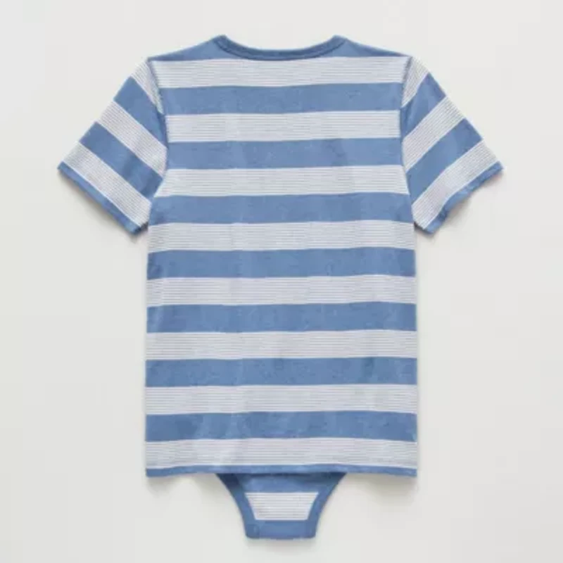 Thereabouts Little & Big Kid Boys Bodysuit Closure Easy-on + Easy-off Adaptive Crew Neck Short Sleeve