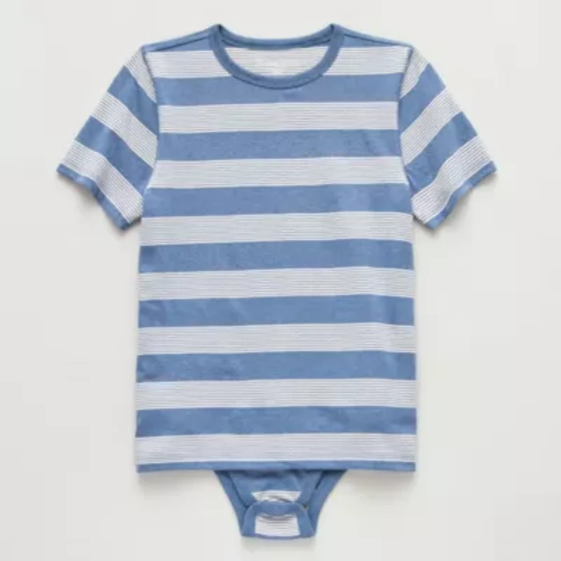 Thereabouts Little & Big Kid Boys Bodysuit Closure Easy-on + Easy-off Adaptive Crew Neck Short Sleeve