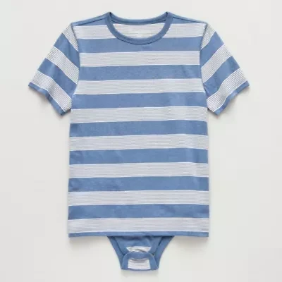 Thereabouts Little & Big Kid Boys Bodysuit Closure Easy-on + Easy-off Adaptive Crew Neck Short Sleeve