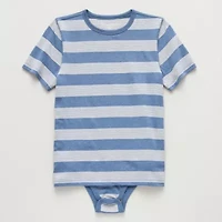Thereabouts Little & Big Kid Boys Bodysuit Closure Easy-on + Easy-off Adaptive Crew Neck Short Sleeve