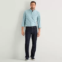 St. John's Bay Stretch Poplin Mens Long Sleeve Classic Fit Button-Down Shirt