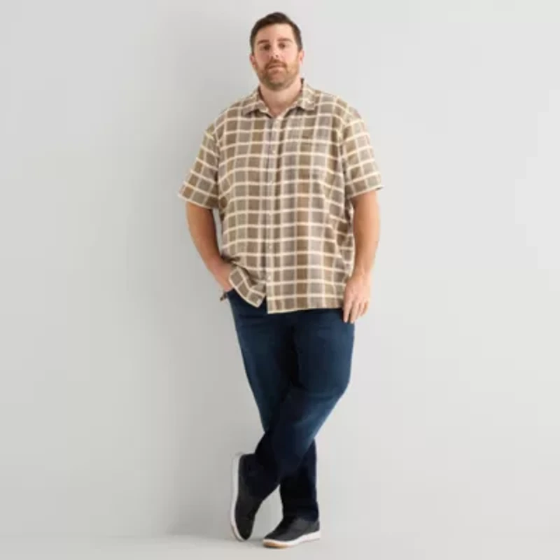 mutual weave Mens Short Sleeve Classic Fit Big and Tall Button-Down Shirt
