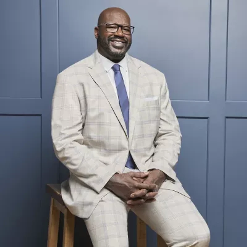 Shaquille O'Neal XLG™ Mens Stretch Fabric Plaid Big and Tall Suit Jacket