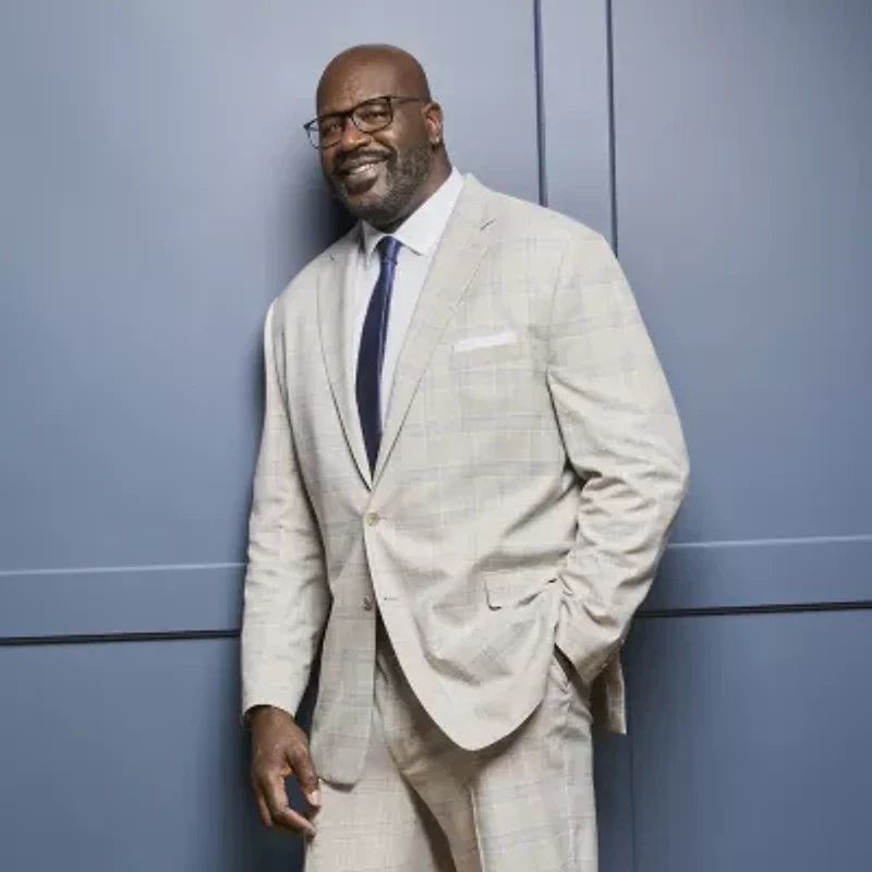 Shaquille O'Neal XLG™ Mens Stretch Fabric Plaid Big and Tall Suit Jacket