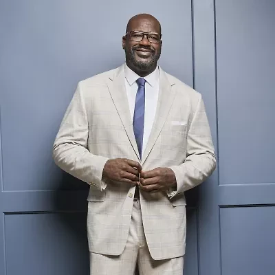 Shaquille O'Neal XLG™ Mens Stretch Fabric Plaid Big and Tall Suit Jacket
