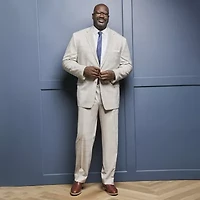 Shaquille O'Neal XLG™ Mens Big and Tall Stretch Fabric Plaid Flat Front Suit Pant
