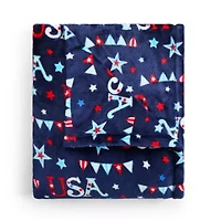 Home Expressions Velvet Plush Americana Print 50x60 Throw