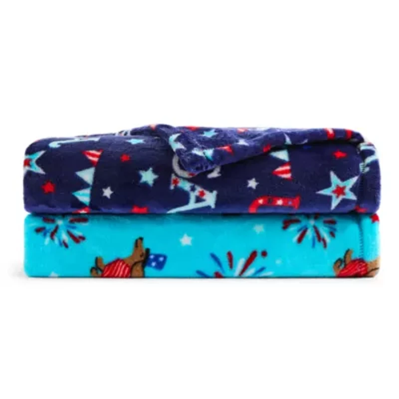 Home Expressions Velvet Plush Americana Print 50x60 Throw