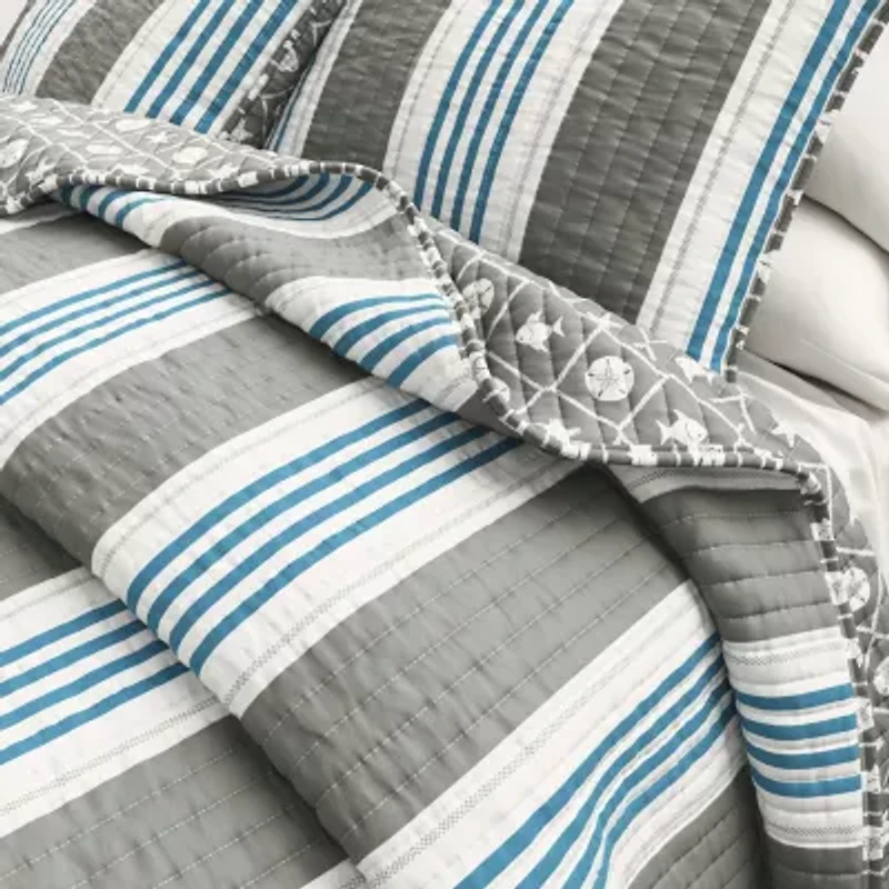 Linery Coastal Stripe Reversible Quilt Set