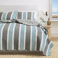 Linery Coastal Stripe Reversible Quilt Set