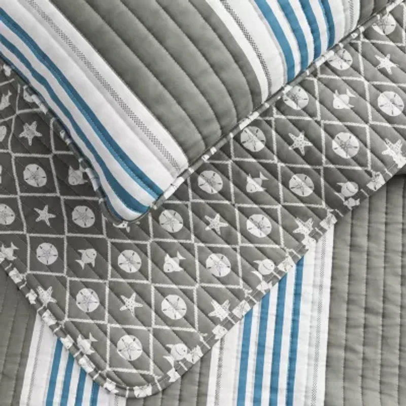 Linery Coastal Stripe Reversible Quilt Set