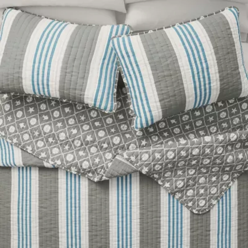 Linery Coastal Stripe Reversible Quilt Set
