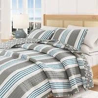 Linery Coastal Stripe Reversible Quilt Set