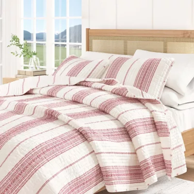 Linery Farmhouse Stripe Reversible Quilt Set