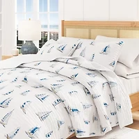 Reversible Coastal Print Quilt Set