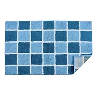 Home Expressions Blue Grid Bath Rug
