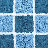Home Expressions Blue Grid Bath Rug