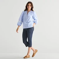 St. John's Bay Womens Henley Neck 3/4 Sleeve Blouse