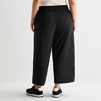 Stylus Womens Plus Wide Leg Mid Rise Cropped Pant