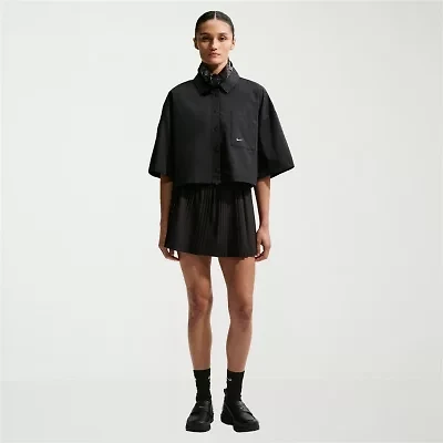 Nike Womens Short Sleeve Regular Fit Button-Down Shirt