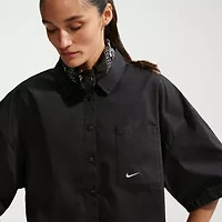 Nike Womens Short Sleeve Regular Fit Button-Down Shirt
