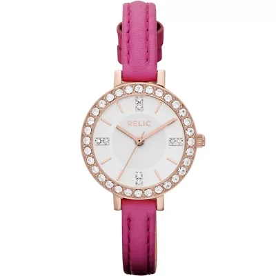 Relic® Kerri Womens Fuchsia Leather Strap Watch