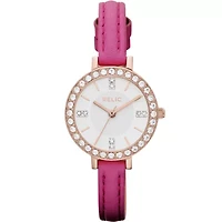 Relic® Kerri Womens Fuchsia Leather Strap Watch