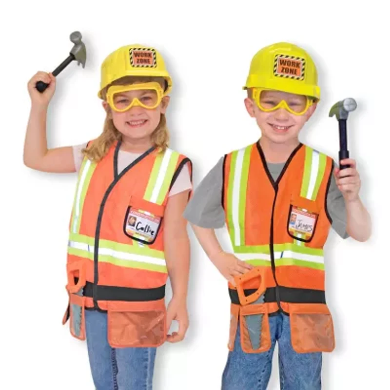Melissa & Doug Construction Worker Role Play Costume Set Unisex Dress Up Costume