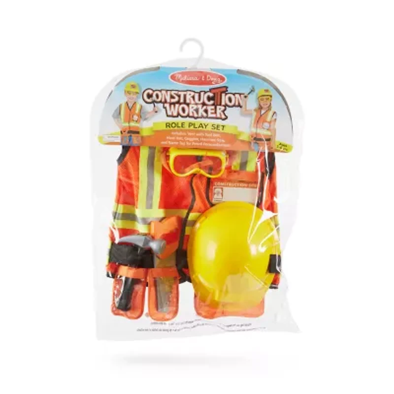 Melissa & Doug Construction Worker Role Play Costume Set Unisex Dress Up Costume