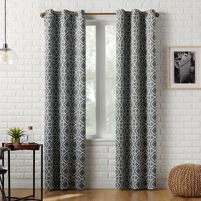 Sun Zero Barnett Trellis Grommet Top Energy Saving Blackout Single Curtain Panel